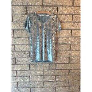 POL Crushed Velvet Baby Blue top
